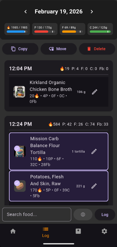 Multi-select mode with items selected and action buttons